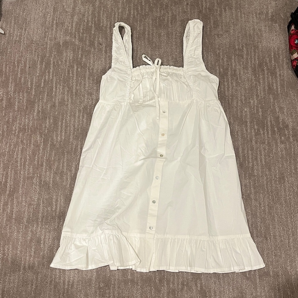 Frankie's Bikinis White Ruffled Button-Front Mini Dress - Picture 5 of 6